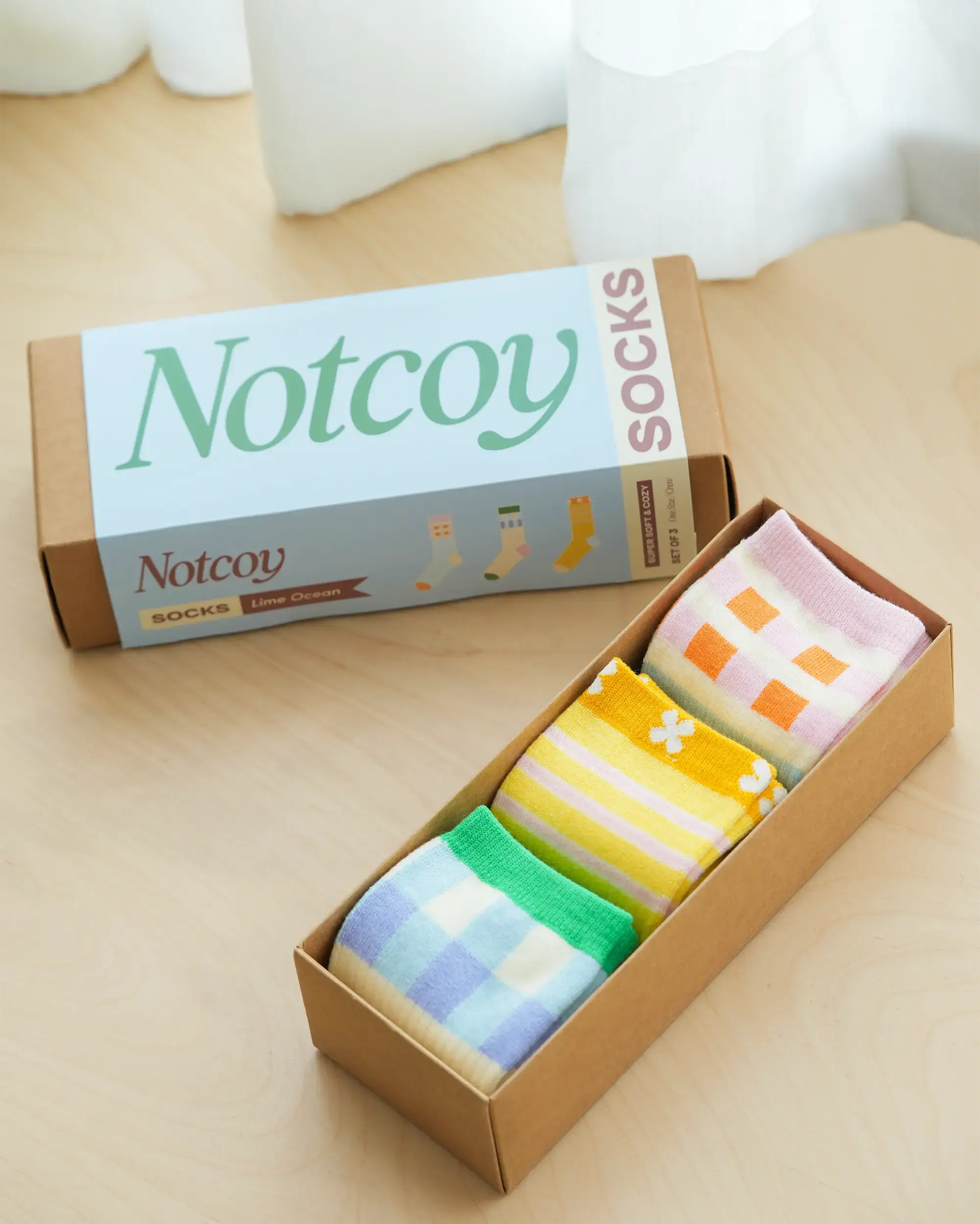 Lime Ocean Socks, Set of 3